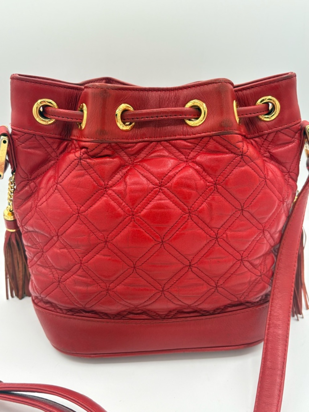 MCM Mini Bucket Leather Bag Studded Crossbody Bag - Picture 3 of 16